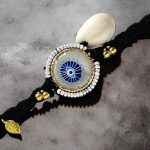 Panchmasi Rakhi for Pregnant Women (Mom to be), Evil Eye [Najariyu] with Golden Coloured Beads, Black Cord, Adjustable Size | Panchmasiyu | Panchmasi | Rakhdi | Bandhan | Raxa Sutra | - Image 4