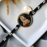 Panchmasi Rakhi for Pregnant Women (Mom to be), Hanumanji's Photo with Silver Coloured Beads, Black Cord, Adjustable Size | Panchmasiyu | Panchmasi | Rakhdi | - Image 2