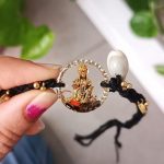 Panchmasi Rakhi for Pregnant Women (Mother to be), Lord Hanumanji with Golden Coloured Beads, Small Size, Black Cord, Adjustable Size | Panchmasiyu | Panchmasi - Image 6