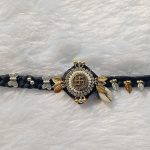 Panchmasi Rakhi for Pregnant Women, Swastik Charms with Silver and Golden Coloured Beads, Black Cord, Adjustable Size | Panchmasiyu | Panchmasi - Image 2