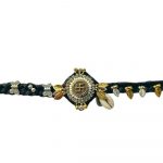 Panchmasi Rakhi for Pregnant Women, Swastik Charms with Silver and Golden Coloured Beads, Black Cord, Adjustable Size | Panchmasiyu | Panchmasi - Image 4