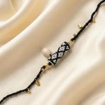 Panchmasi Rakhi for Pregnant Women (Mom to be), Moti with Golden Coloured Beads, Black Cord, Adjustable Size | Panchmasiyu | Panchmasi | Rakhdi | Bandhan | Raxa Sutra | - Image 4