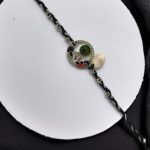 Panchmasi Rakhi for Pregnant Women, Baby feet Charms with Silver Coloured Beads, Black Cord, Adjustable Size | Panchmasiyu | Panchmasi - Image 3