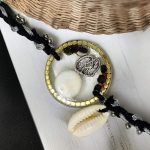 Panchmasi Rakhi for Pregnant Women, Baby feet Charms with Silver Coloured Beads, Black Cord, Adjustable Size | Panchmasiyu | Panchmasi - Image 4