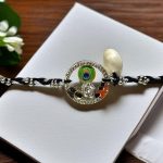 Panchmasi Rakhi for Pregnant Women, Baby feet Charms with Silver Coloured Beads, Black Cord, Adjustable Size | Panchmasiyu | Panchmasi - Image 5