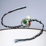 Panchmasi Rakhi for Pregnant Women, Baby feet Charms with Silver Coloured Beads, Black Cord, Adjustable Size | Panchmasiyu | Panchmasi - Image 6