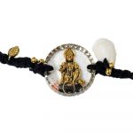 Panchmasi Rakhi for Pregnant Women (Mother to be), Lord Hanumanji with Golden Coloured Beads, Small Size, Black Cord, Adjustable Size | Panchmasiyu | Panchmasi