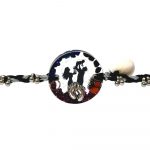 Panchmasi Rakhi for Pregnant Women, Mom-Dad-Baby Photo with Silver Coloured Beads, Black Cord, Adjustable Size | Panchmasiyu | Panchmasi