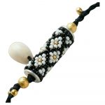 Panchmasi Rakhi for Pregnant Women (Mom to be), Moti with Golden Coloured Beads, Black Cord, Adjustable Size | Panchmasiyu | Panchmasi | Rakhdi | Bandhan | Raxa Sutra |