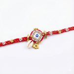 Panchmasi Rakhi for Pregnant Women, With Evil Eye Golden Coloured Beads, Small Size, Red Cord, Adjustable Size | Panchmasiyu | Panchmasi - Image 3