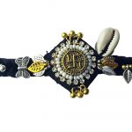 Panchmasi Rakhi for Pregnant Women, Swastik Charms with Silver and Golden Coloured Beads, Black Cord, Adjustable Size | Panchmasiyu | Panchmasi