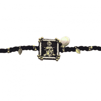 Panchmasi Rakhi for Pregnant Women, Lord Hanumanji with Golden Coloured Beads, Black Cord, Adjustable Size | Panchmasiyu | Panchmasi